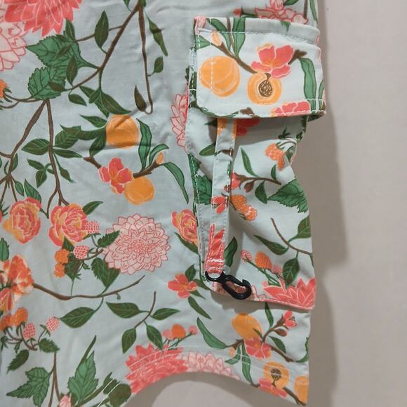 DULUTH TRADING Heirloom Gardening Short Overalls Large NWT Mint Summer Dahlia - Picture 9 of 16